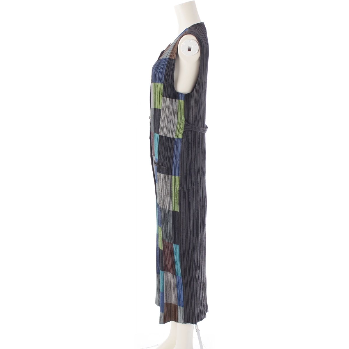 ISSEY MIYAKE ワンピース IM82-FE604 ISSEY MIYAKE - イッセイミヤケ チェック ノースリーブ ロング