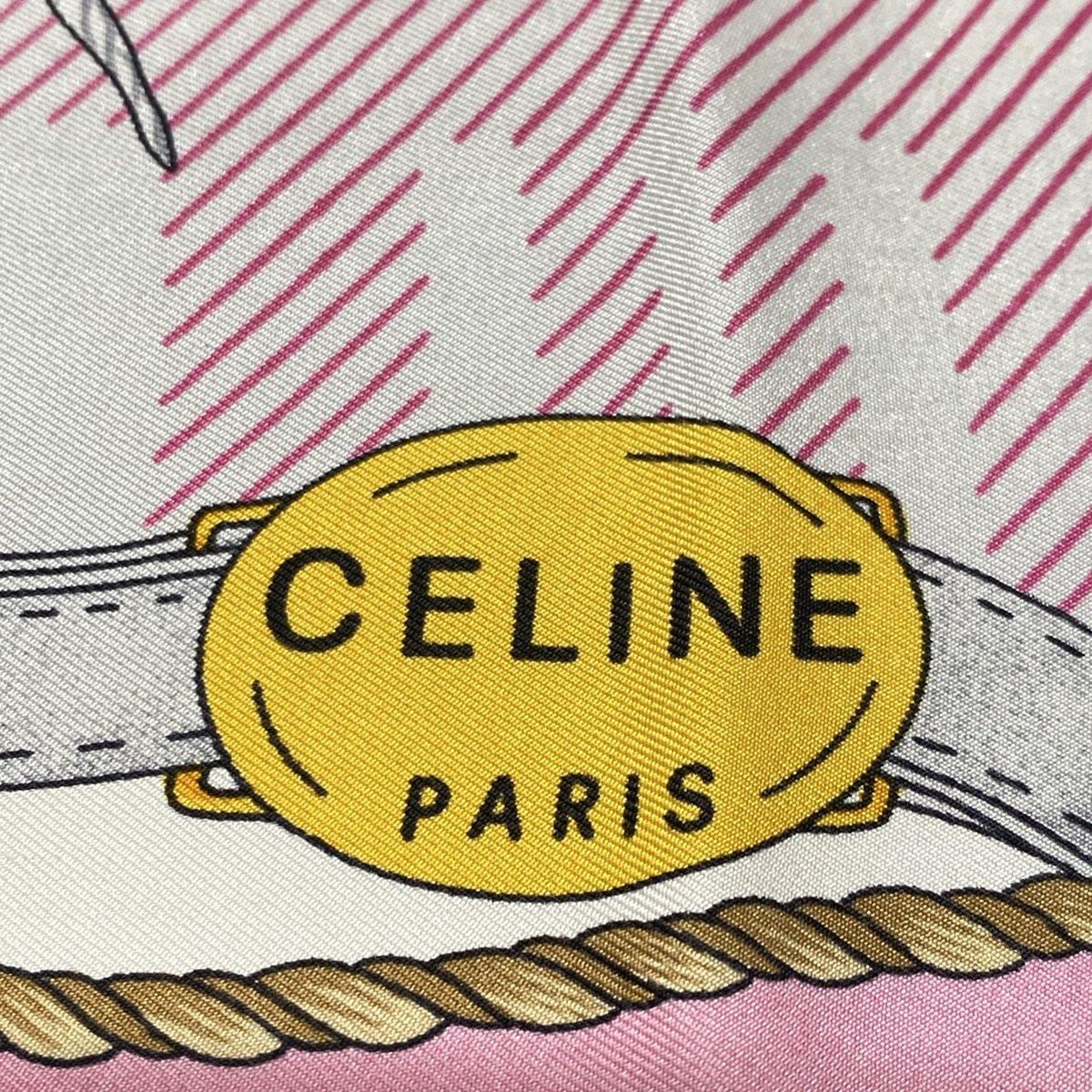 CELINE(セリーヌ) スカーフ美品 - ピンク×グレー×マルチ - メルカリ