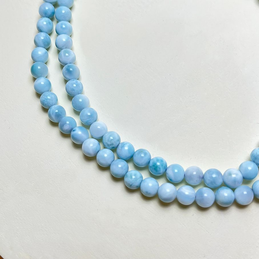 逸品 EU製 ★ドミニカ共和国産のラリマー・ペクトライト★3本巻きブレスレット パワーストーン 天然石 開運 金運 プレゼント1 約5.7-5.9mm ZB9058