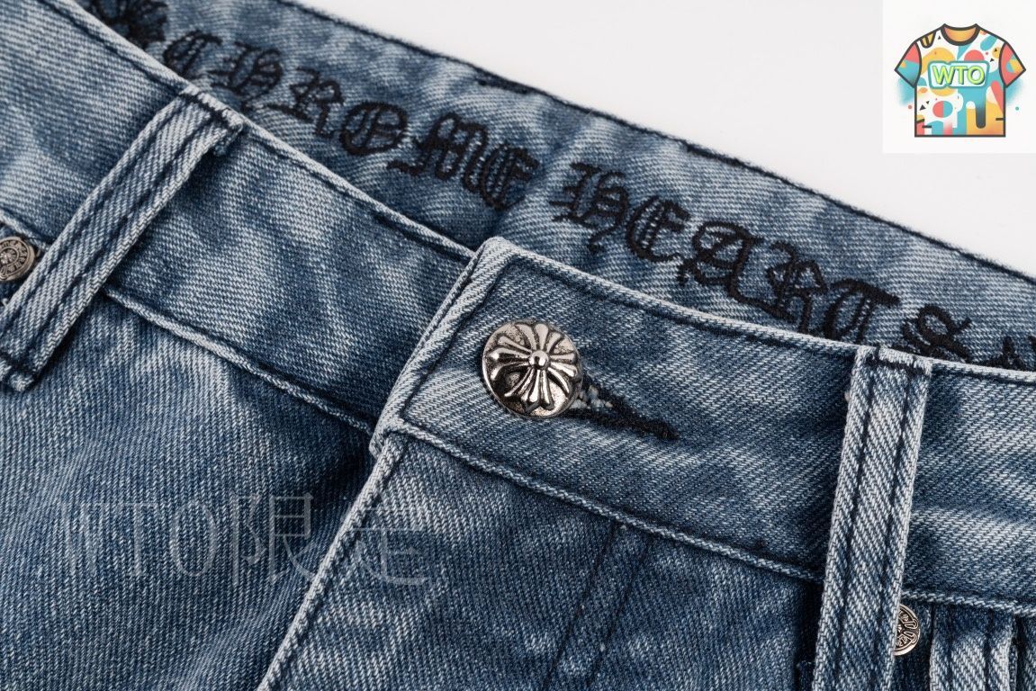☺︎rëm出品 今日WTO】Chrome Hearts 城市限定 フレイム貼皮ジーンズ-OI93