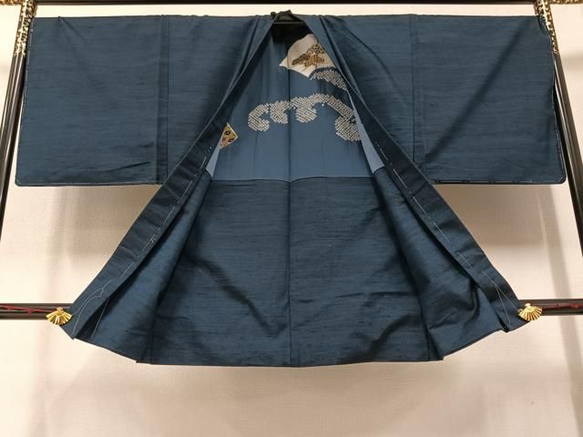 平和屋着物○男性 紬 アンサンブル 色無地 赤墨色 正絹 逸品 未使用