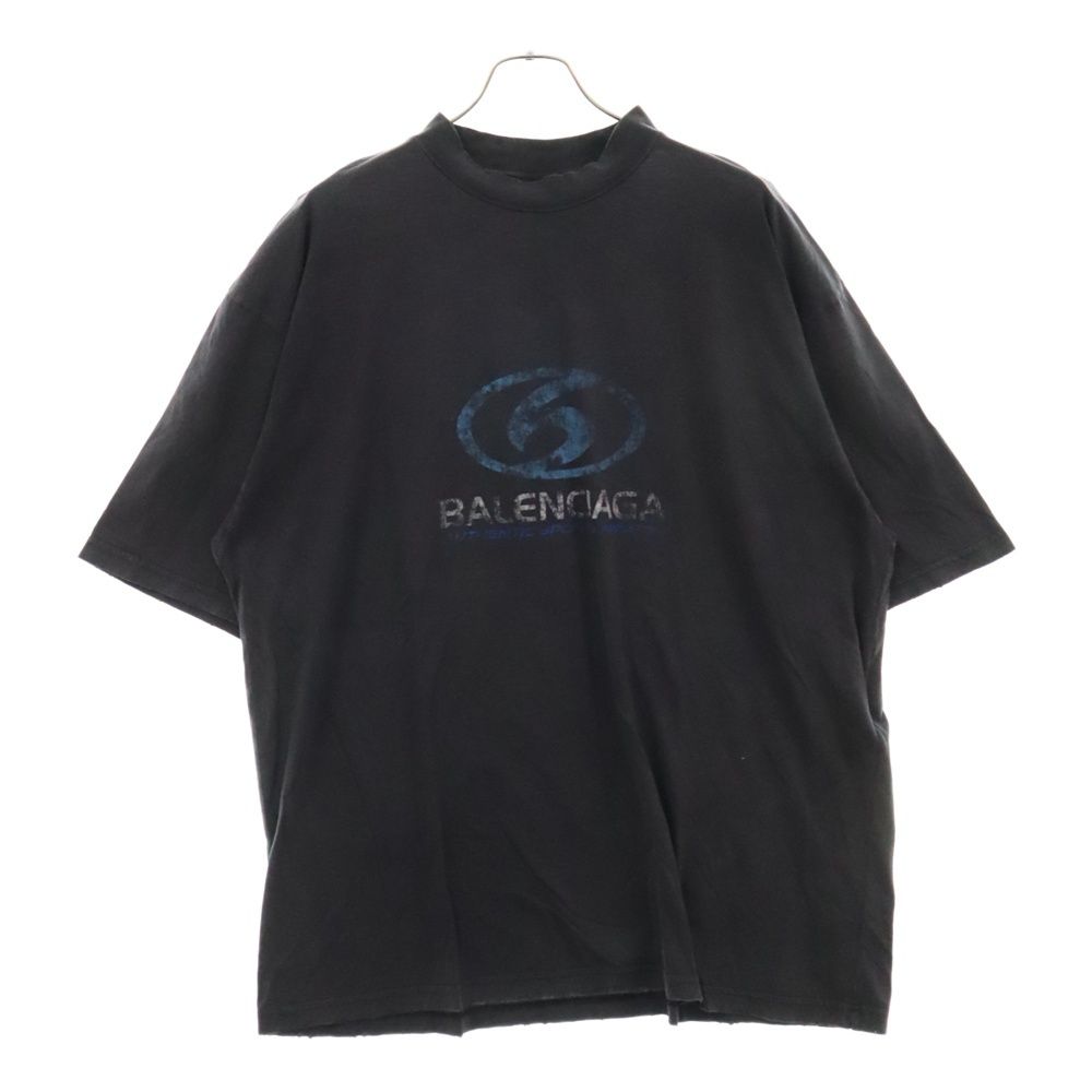 BALENCIAGA (バレンシアガ) 24SS ミディアムフィットダメージ加工半袖Tシャツ 764235 TPVM3 ブラック