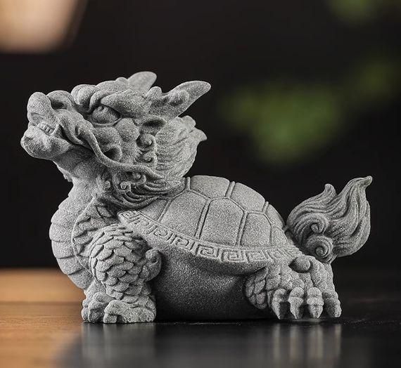 石彫 竜亀 書道具 文房具 装飾品 工芸品 美術品 置物 龍宮の亀