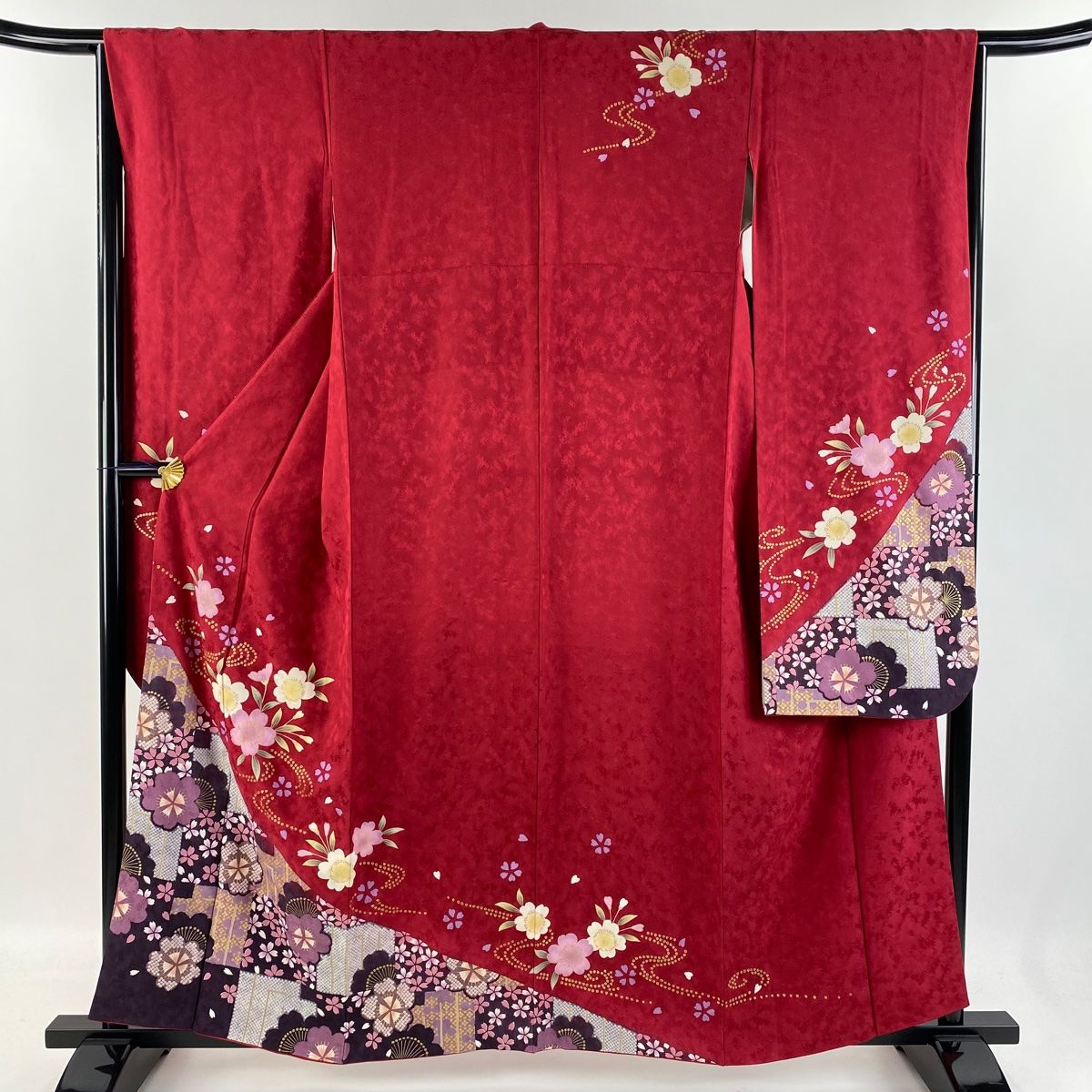 豪華絢爛綺麗紅型身丈163cm裄丈67cm正絹振袖 豪華絢爛綺麗紅型身丈163cm裄丈67cm正絹振袖