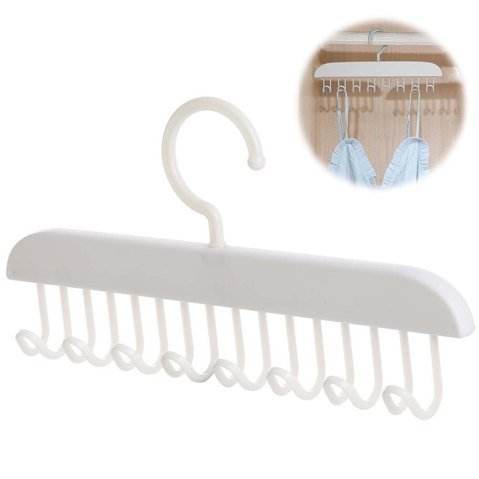 売切注意 滑らないハンガー 小物掛け プラスチック 8本収納 360度回転 スカーフ ベルトハンガー キャミソール たっぷり収納 PAVIKE 洗濯用品 ホワイト