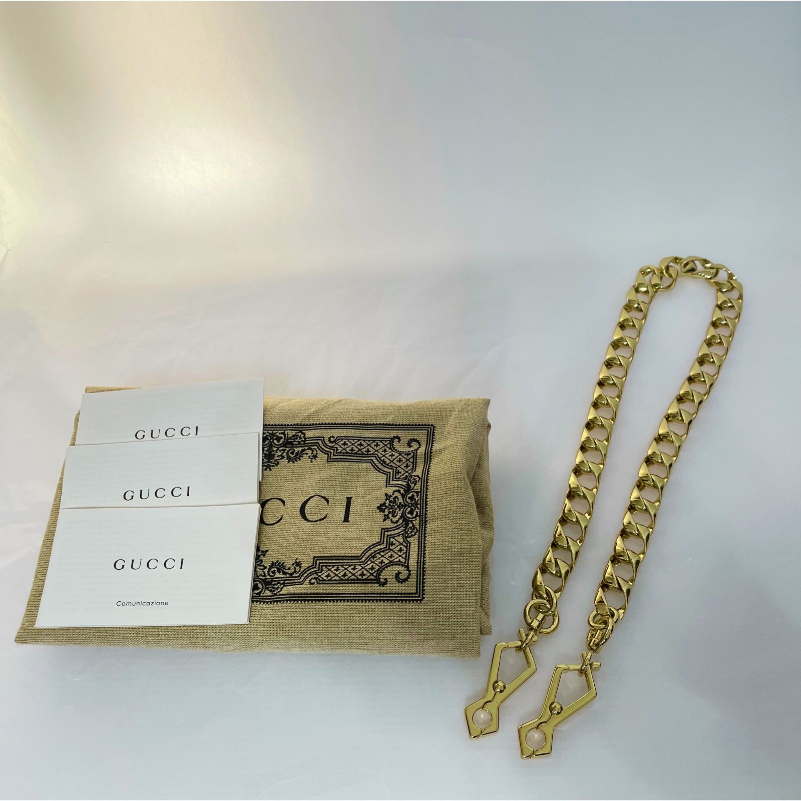 グッチ GUCCI 二つ折り財布 クイーン マーガレット ネイビー 赤