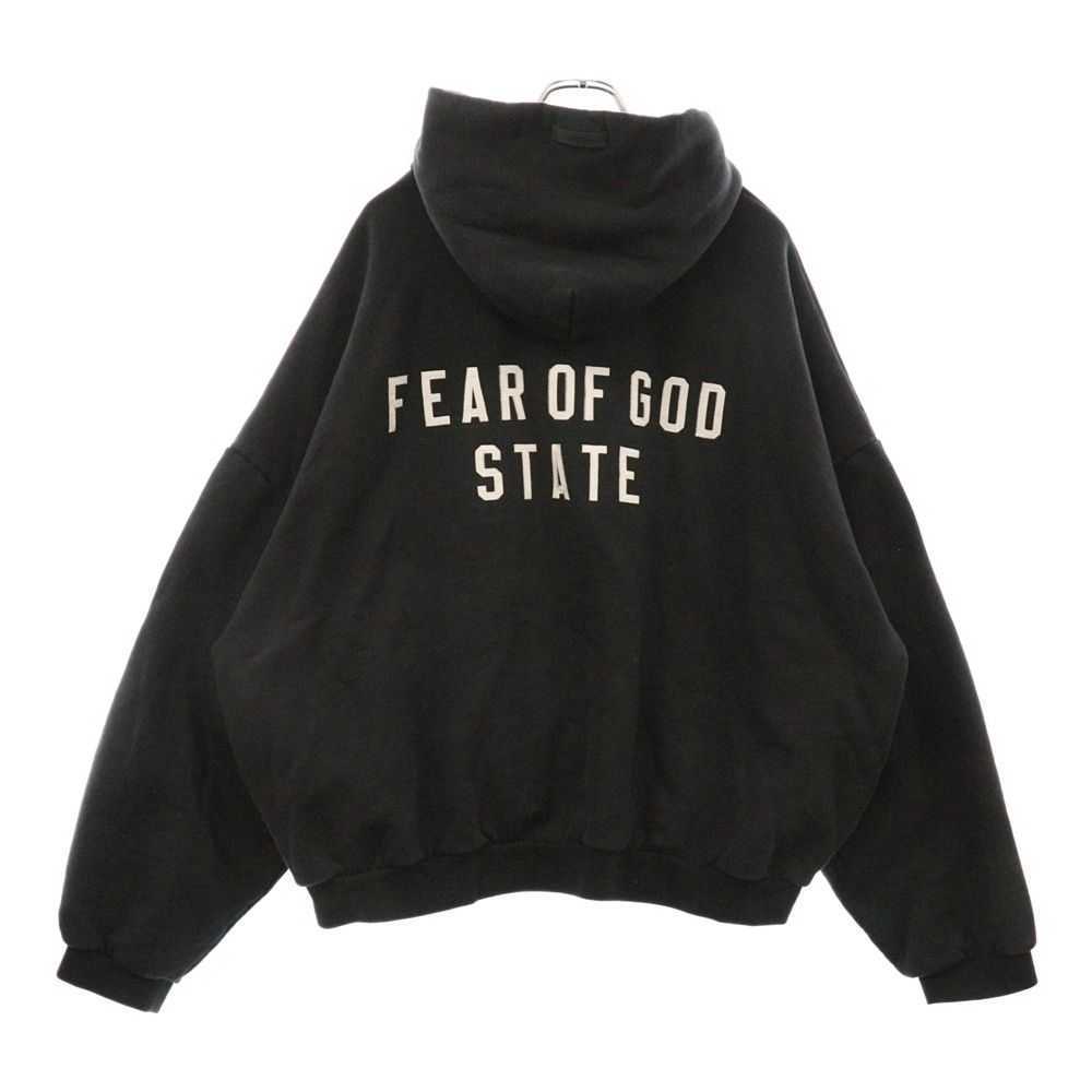FEAR OF GOD ESSENTIALS (フィアオブゴッド エッセンシャルズ) Heavy Fleece Fullzip Hoodie バックロゴ刺繍 ジップアップパーカー ブラック