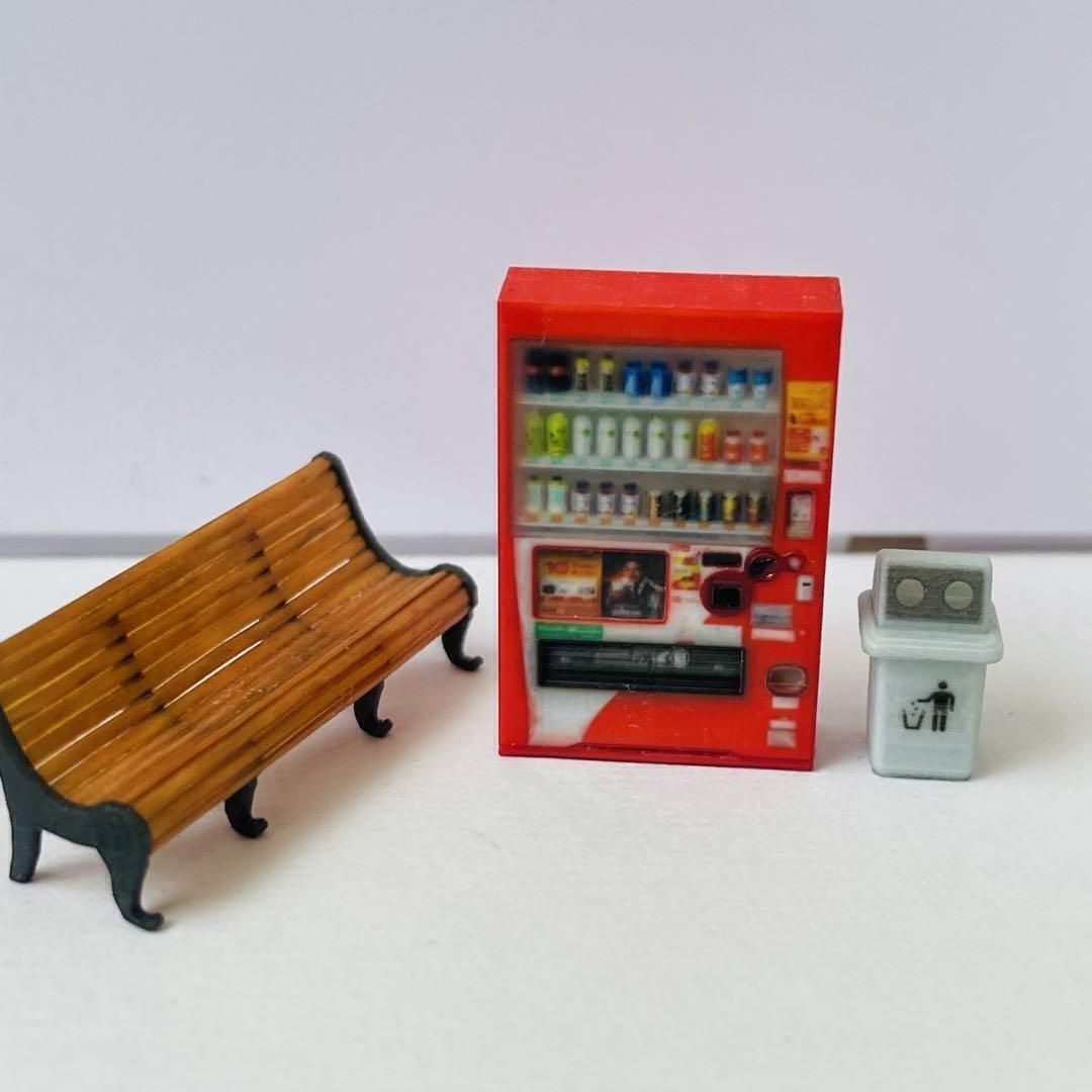 1/43 立体自販機 空き缶入れ ベンチ ミニチュア フィギュア 1/64