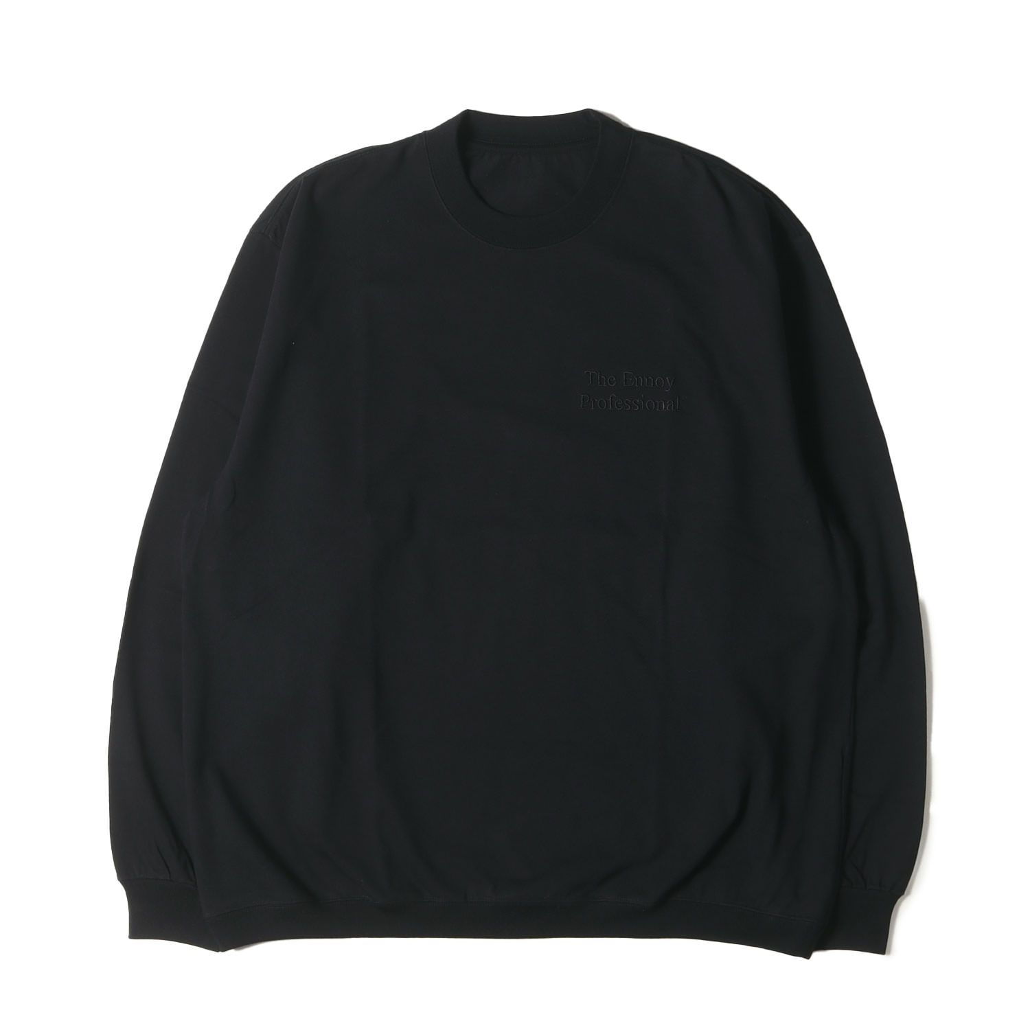 新品 ENNOY エンノイ Tシャツ サイズ:S 22SS ブランドロゴ刺繍 ロングスリーブTシャツ Long sleeve hem rib tee ブラック 黒 トップス カットソー 長袖【メンズ】