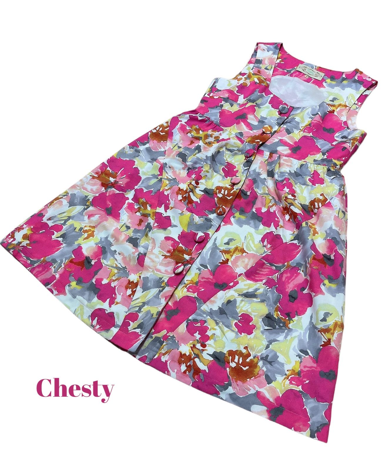美品】Chesty チェスティ ミニワンピース 花柄 シー・オーシャン CHIBI メルカリ 膝丈ワンピース CHESTY チェスティ M