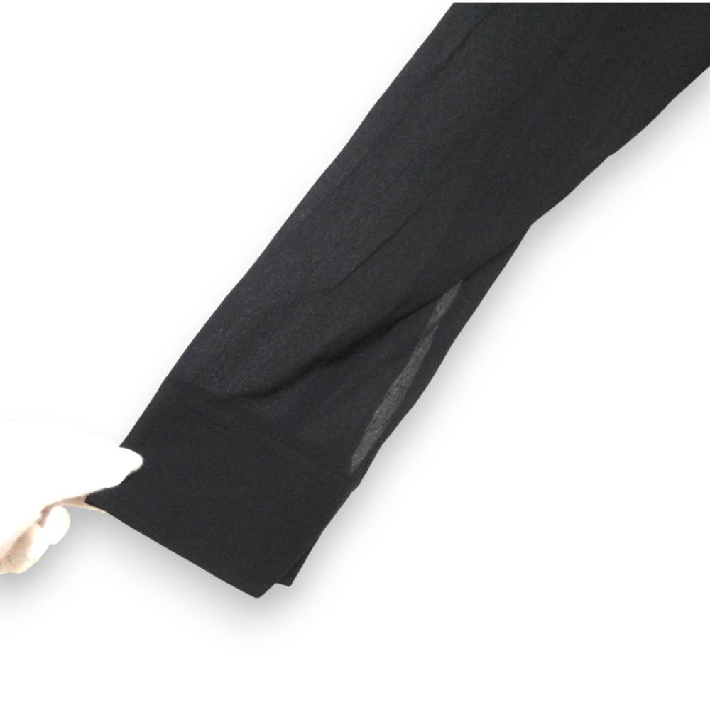 美品 23SS Yohji Yamamoto ヨウジヤマモト リボン ボウタイ 長袖 シフォンブラウス ロングシャツ FZ-B61-003 サイズ2 ブラック レディース 古着 中古 USED Yohji Yamamoto - 美品 23SS Yohji Yamamoto ヨウジヤマモト リボン