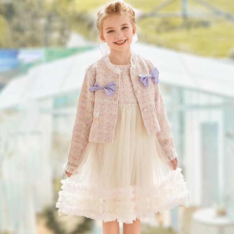 メゾピアノ　フォーマルドレス カーディガン　入学式　120 メゾピアノ カーディガンと花柄ドレスセット 120cm 卒園式 入学式 発表