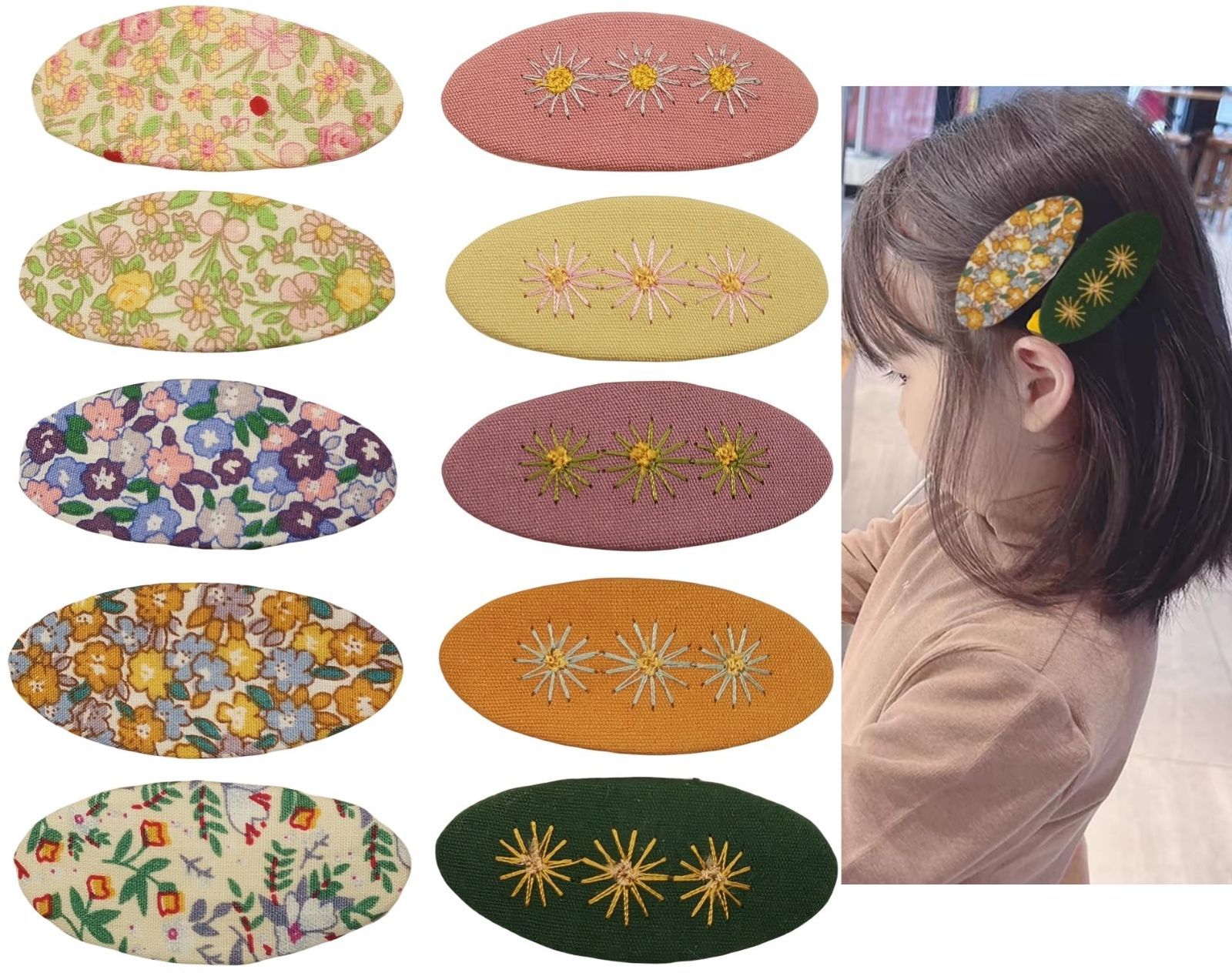 子ども かわいい ヘア キッズ用 ハンドメイド レディース キッズ 子供 刺繍 ヘアクリップ向け 髪飾り 髪留め 花柄 前髪クリップ クリップ リボン ヘアピン カラフル ベビー カラフルB こどもヘアク