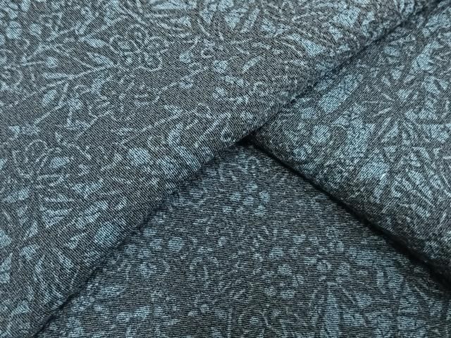 平和屋着物▽上質な小紋 単衣 藍 型染め 草花文 正絹 AAAV2671fy