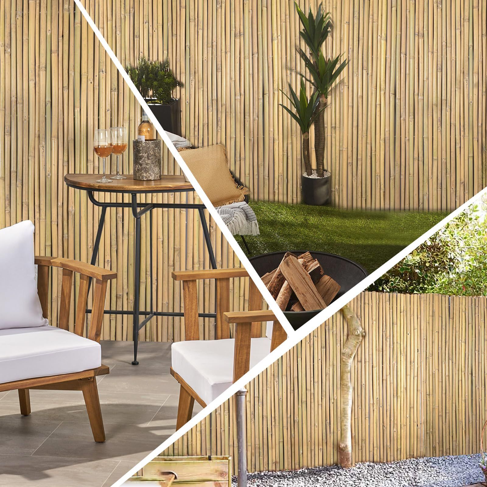 竹製スクリーン 黄色天然竹 屋外 天然竹製 庭柵 目隠し ガーデニング竹垣 幅２M 竹製 x スクリーン 高さ1.2M 目隠し フェンス 庭 竹垣 フェンス Jollybower