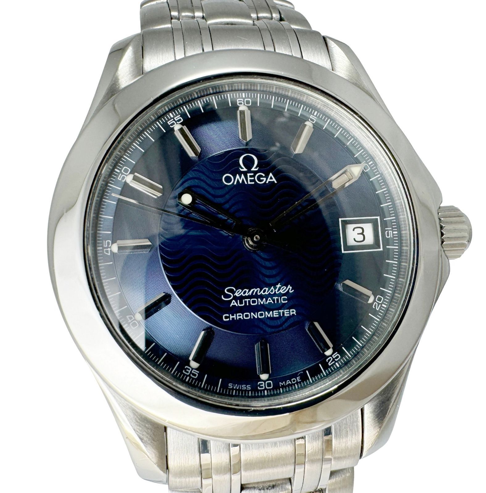 OMEGA オメガ シーマスター 120M 2501.81 メンズ腕時計 クロノメーター 自動巻き ブルー文字盤 外装仕上げ Aランク