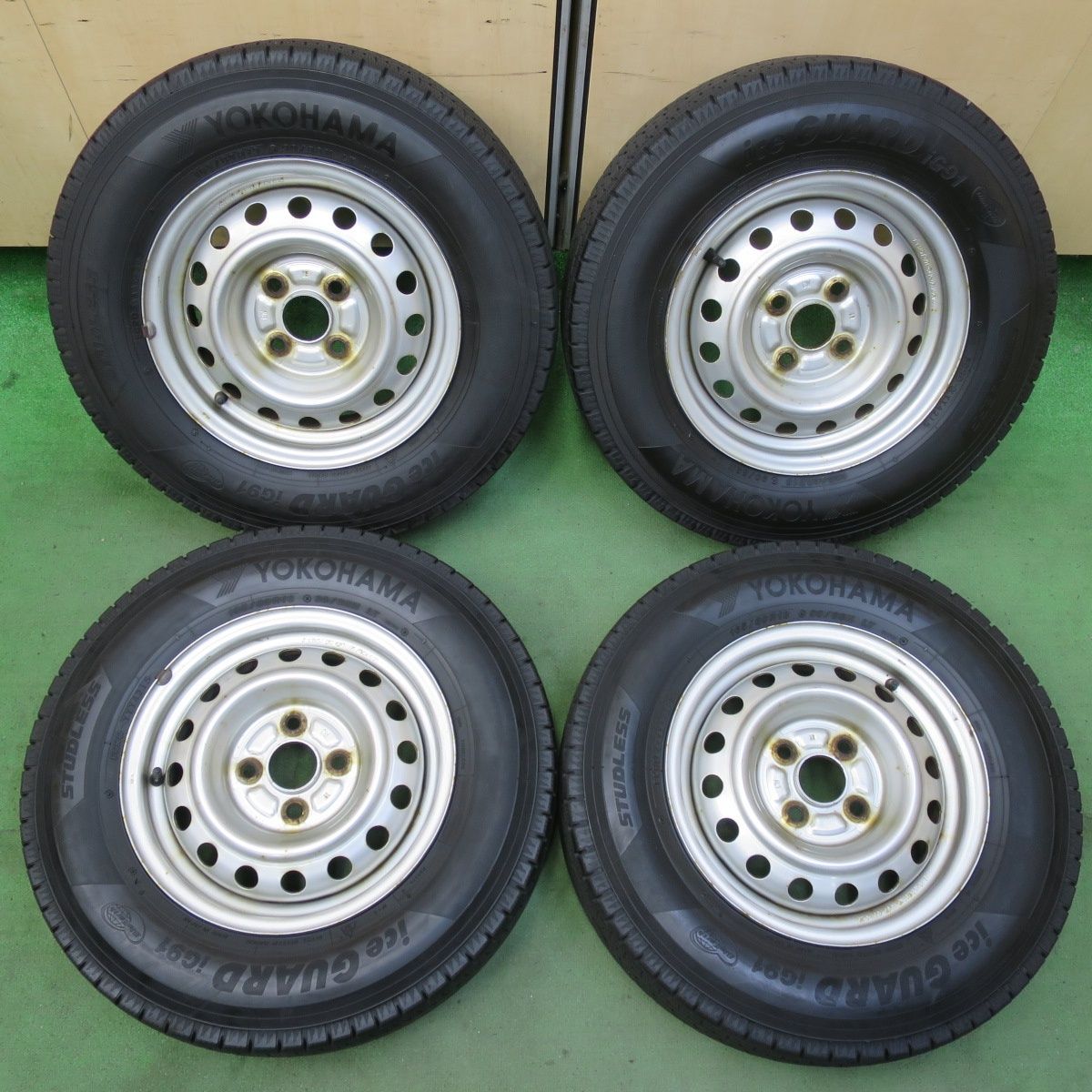 バリ溝 9.5分 スタッドレス 165 80R13 90 88N ヨコハマ アイスガード iG91 スチール ホイール 13インチ PCD100 4H 5093009イス