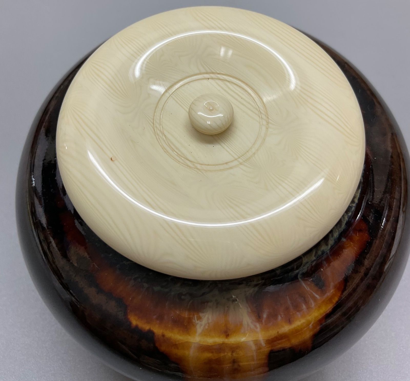 S11 洛東 桶谷定一作 大海茶入 茶入 共箱 仕覆付 東福寺緞子 茶器