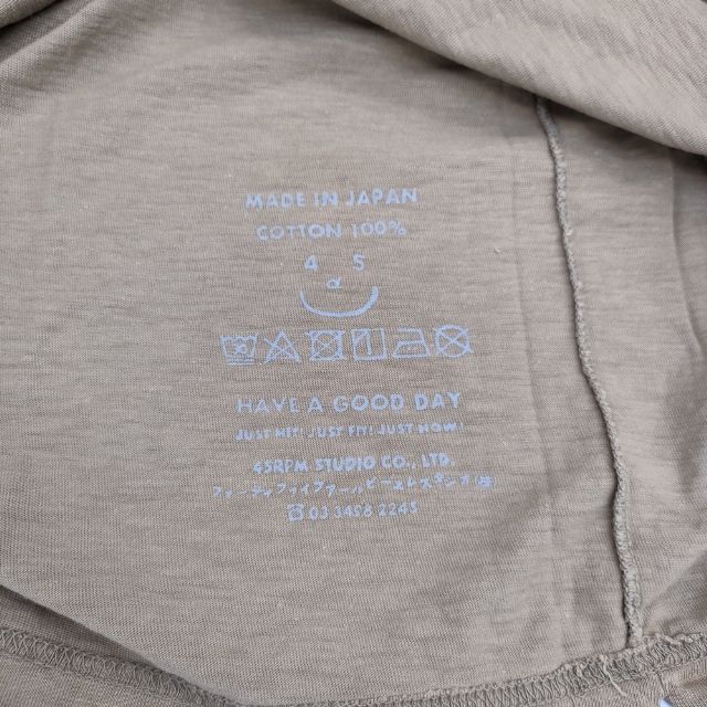 45R/45rpm フラミンゴ マップ 半袖Tシャツ カットソー ブラウン