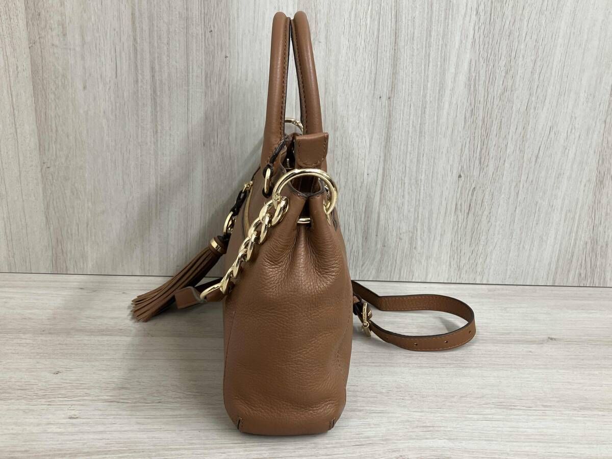 MICHAEL KORS ハンドバッグ ブラウン/レッド 中型 美品 マイケルコース レザー ハンドバッグ トートバッグ レッド