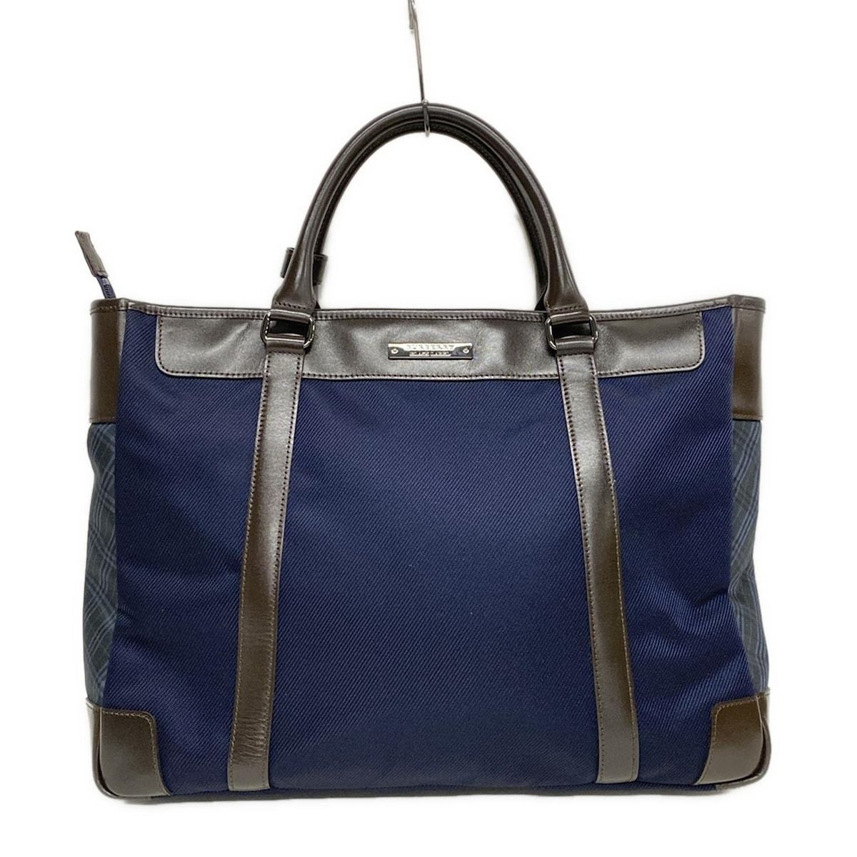 Burberry Black Label バーバリーブラックレーベル ビジネスバッグ - ネイビー×ダークブラウン 本体ロックなし レザー