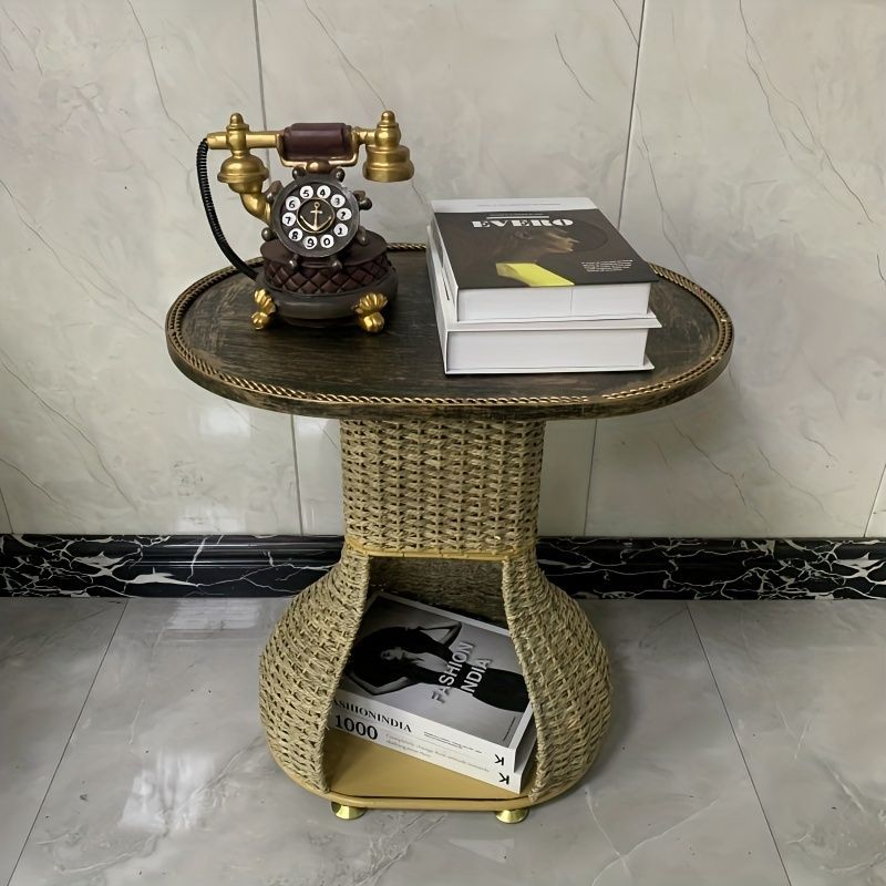 テーブル 金属製 鉄製 サイドテーブル 小物入れ付き 籐籠リビング ソファ サイドテーブル フラワーラック 本棚 電話 香水 化粧品 アジアン タイ シンプル シック 屋内 屋外 MARWIL-DEMENAGEMENTS_CH