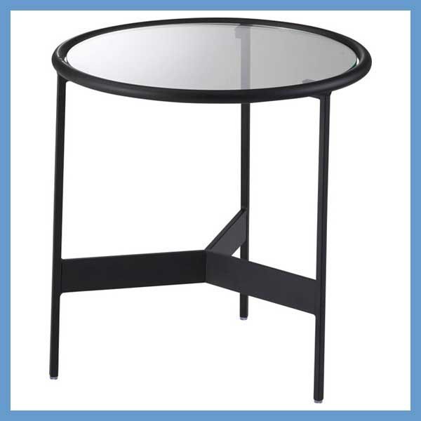 ガラステーブル ラウンド Ｓ ブラックアイアンフレーム W38×D38×H38.5cm No.240