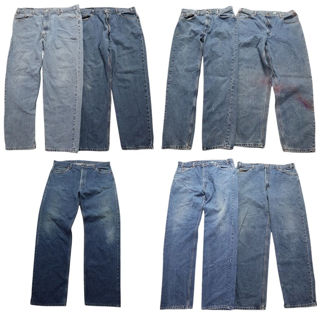 古着卸 リーバイス デニム パンツ 7枚セット メンズ W40 |W42 |W44 550 560 505 インディゴブルー 古着 NA3217
