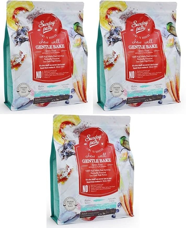 1.3kg × 3個セット サンデーペッツ ジェントルベイクド ワイルドホキ オリジナル Sunday Pets グレインフリー