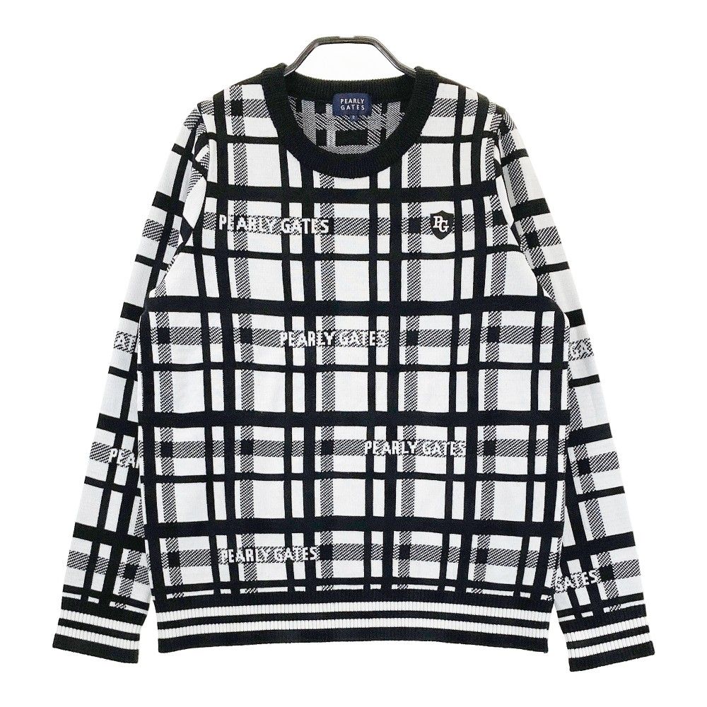 【PEARLY GATES】チェック柄セーター サイズ2 サイズ：2 PEARLY GATES パーリーゲイツ ウール混 ニットセーター ロゴ