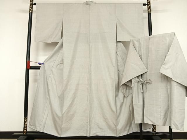 平和屋着物○本場大島紬 アンサンブル 道中着セット 白大島 格子