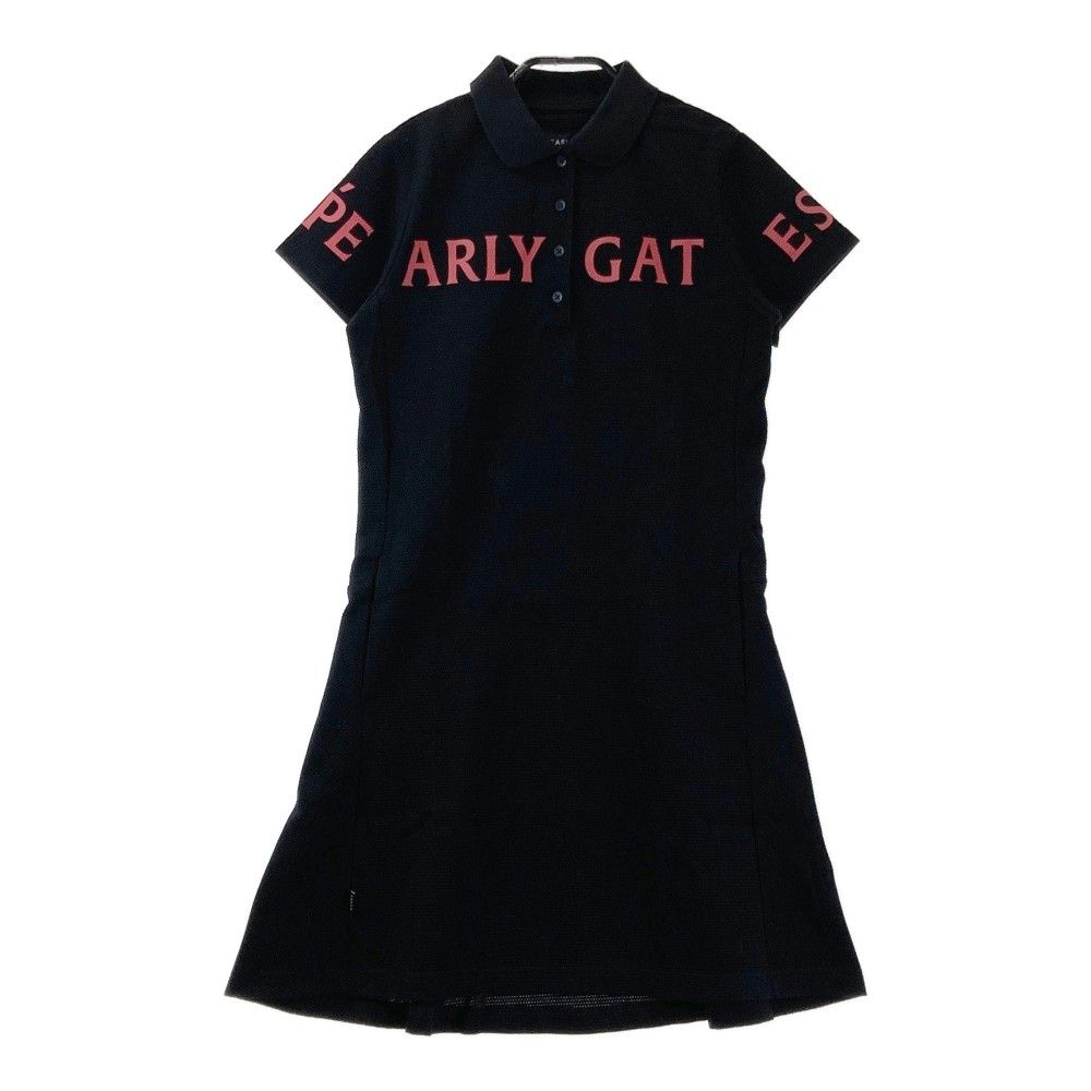 サイズ 0 PEARLY GATES パーリーゲイツ 半袖ワンピース ロゴプリント ブラック系 240101413258 ゴルフウェア レディース ストスト