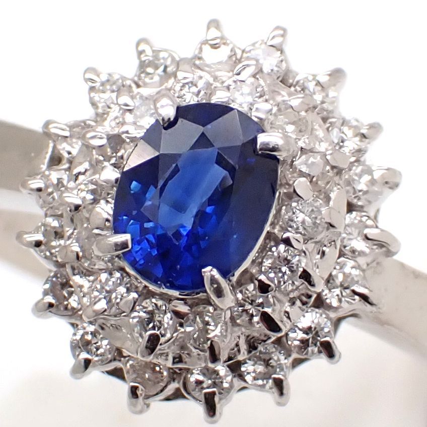 プラチナ900 サファイア　ダイヤリング Pt900 プラチナ サファイア 0.42ct ダイヤモンド 0.21ct 指輪