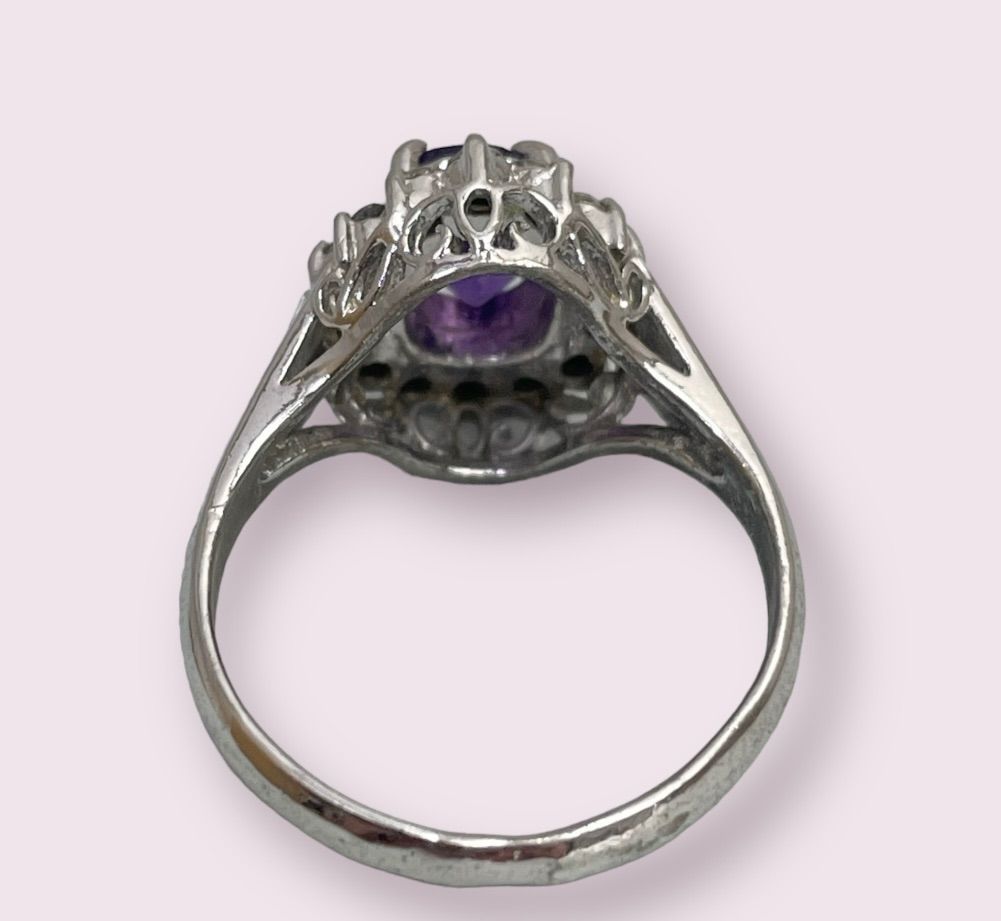 昭和レトロ　リング 日本の作品】昭和レトロ 箱爪 デザイン リング 指輪 K14 WG