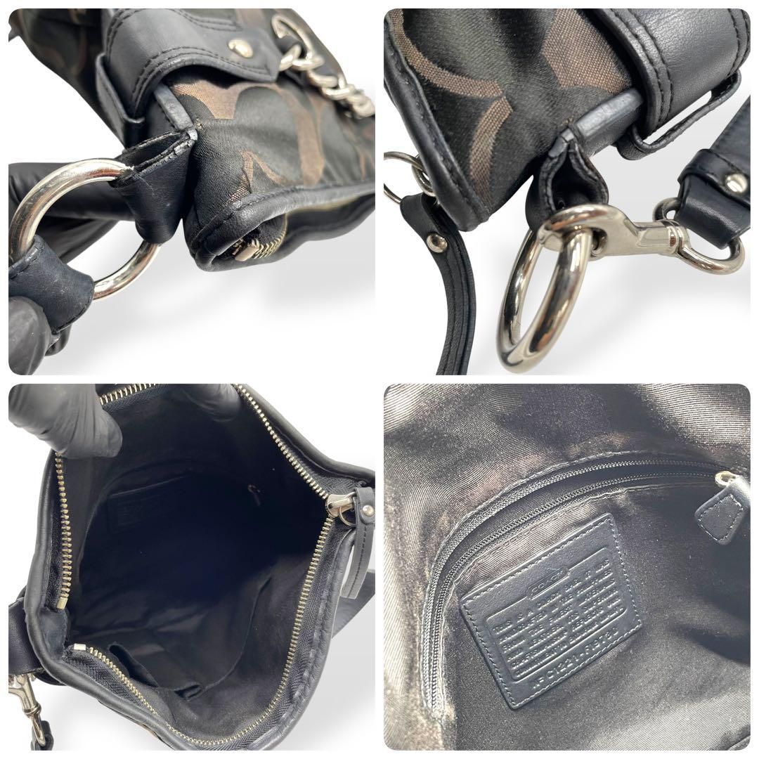 美品✨COACH ブラック ワンショルダーバッグ ナイロン レザー A039 美品 COACH コーチ ショルダーバッグ ナイロン レザー ブラック