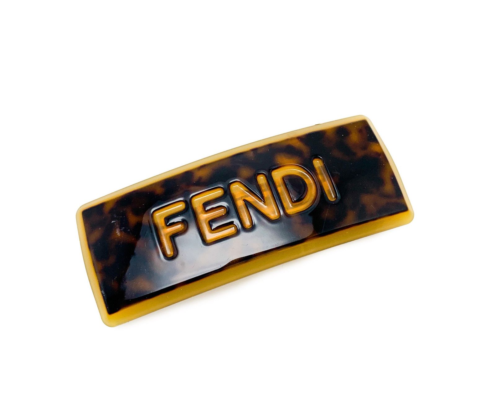 FENDI フェンディ ブランドロゴ べっ甲風 ブラウン 茶 バレッタ