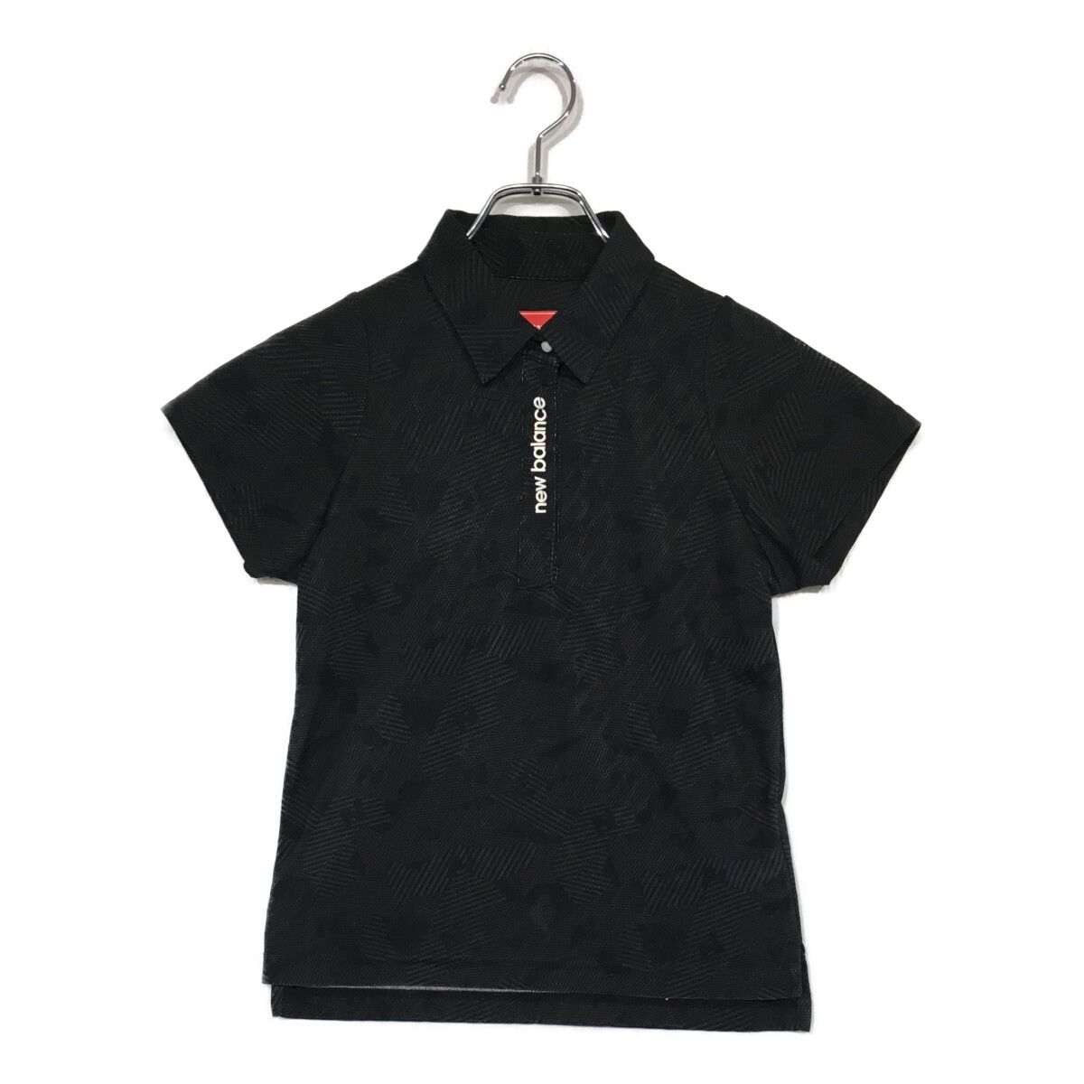 レディース ニューバランスゴルフ New Balance golf 半袖ポロシャツ 0(S) 黒 ブラック ハーフジップ 総柄