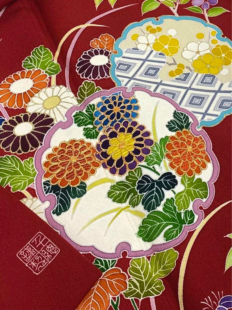 振袖 千總謹製 豪華 刺繍 金駒 金彩 ちりめん 古典 身丈150cm