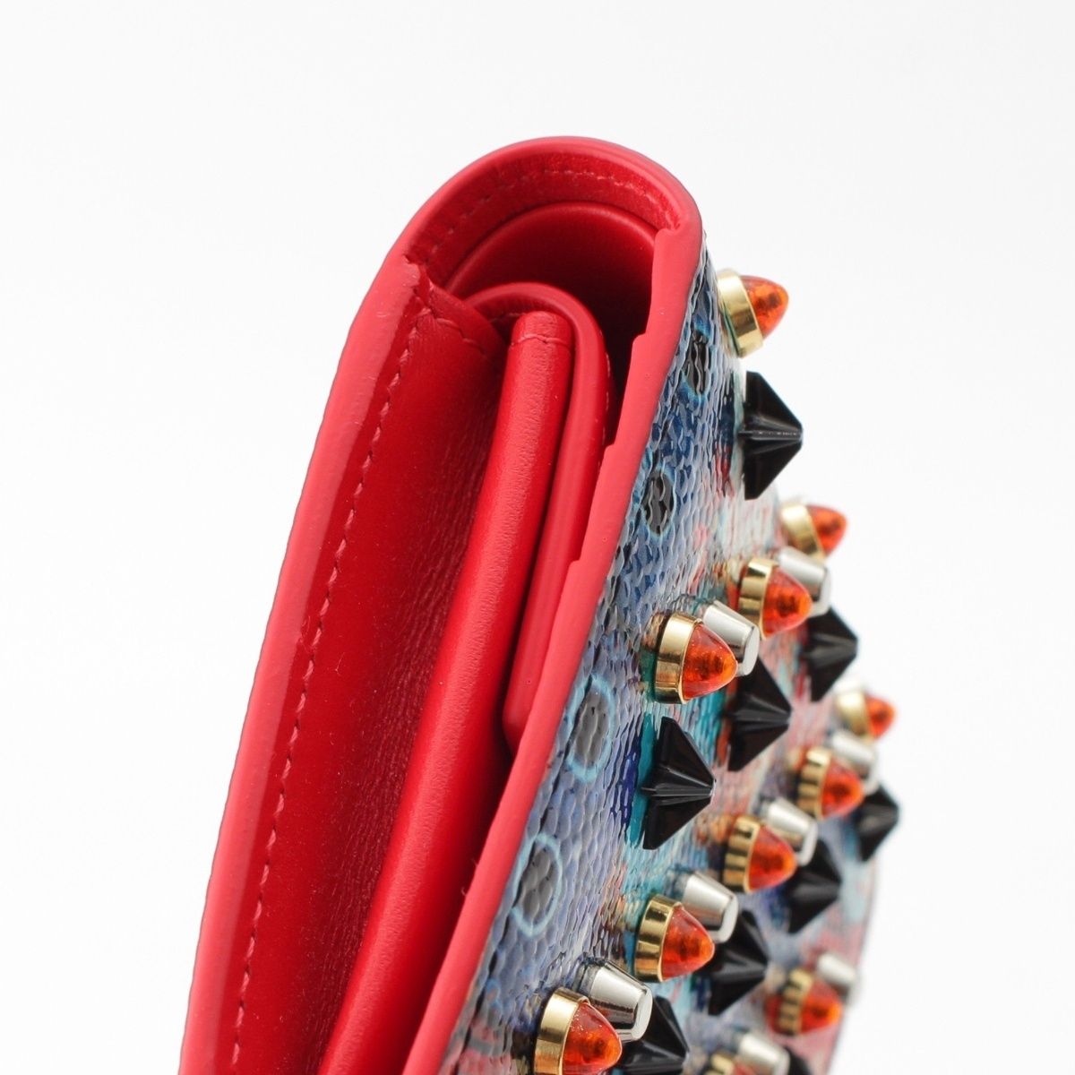 クリスチャンルブタン スタッズ 二つ折り財布 コンパクトウォレット  