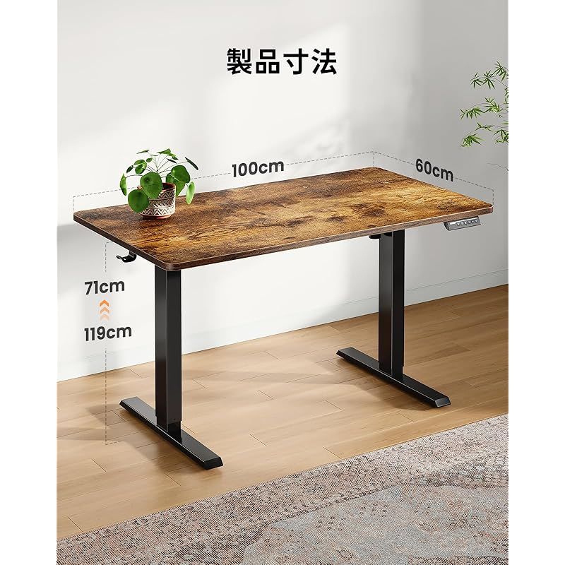 ErGear 一枚板電動昇降式デスク 幅100cm奥行き60cmナチュラル木目調 ErGear 一枚板電動昇降式デスク 幅100cm奥行き60cmナチュラル木目調 ErGear