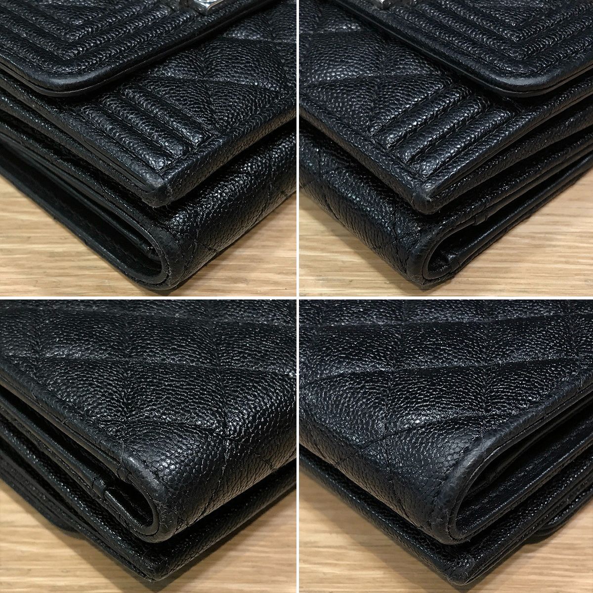 良品】シャネル ボーイシャネル スモールフラップウォレット ブラック 