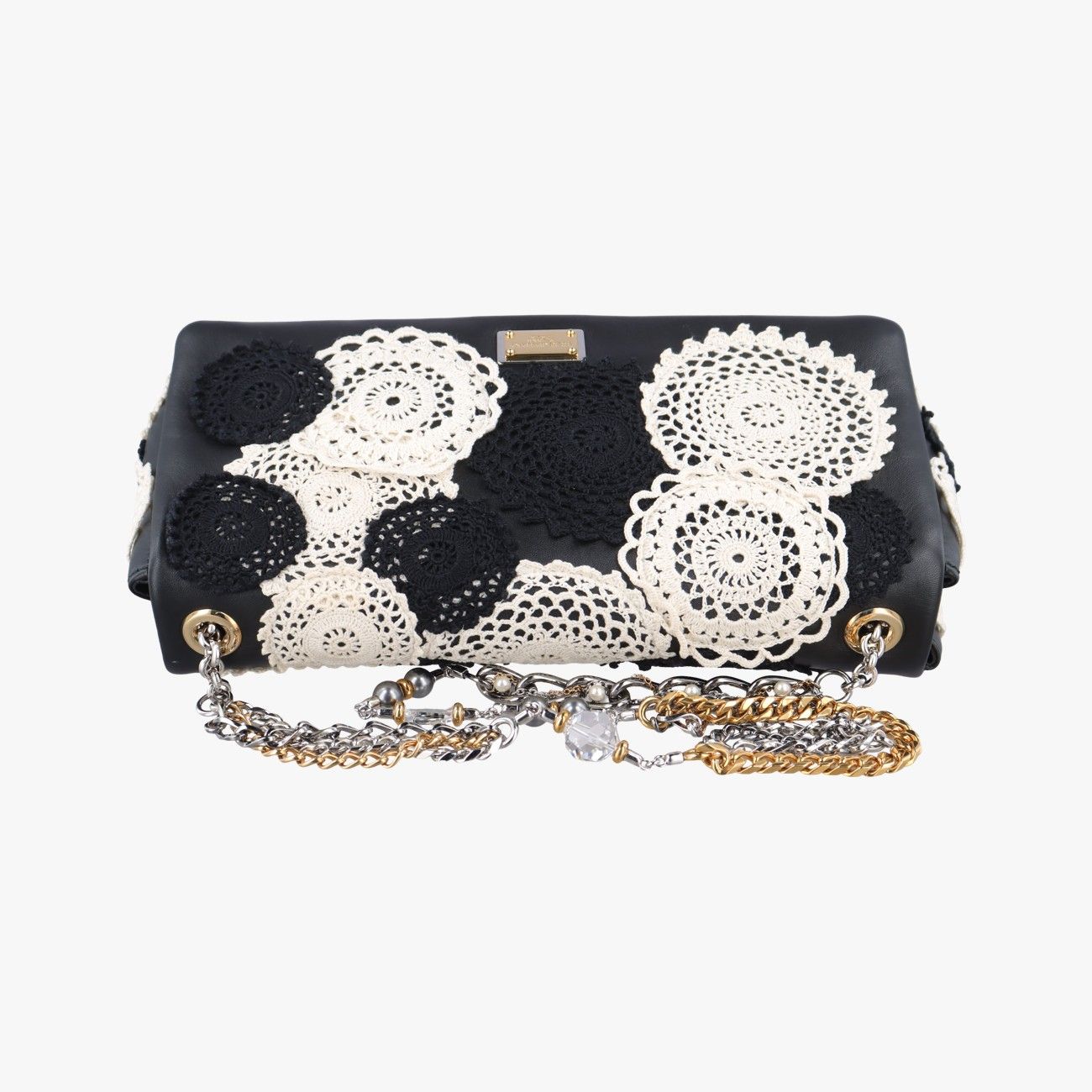 Gabbanaレースフレッシュホワイト×ブラックレザー