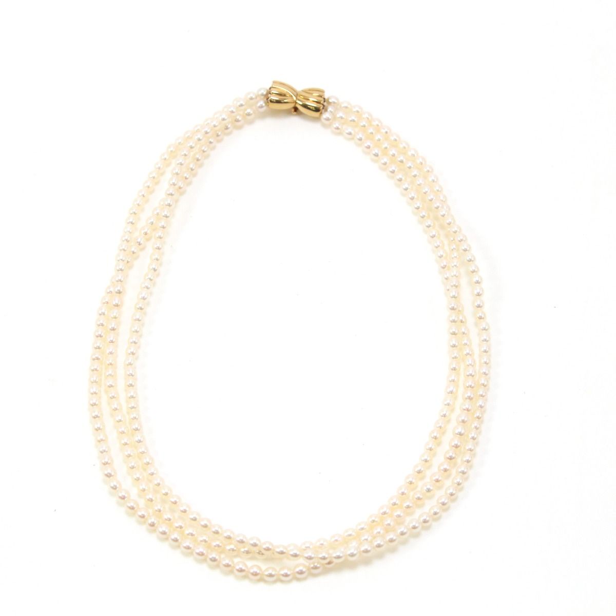 田崎真珠 淡水パール3連ネックレス 金具部分K18 - メルカリ 