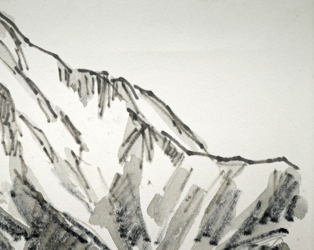 ☆坂本直行☆「エゾニュウ」単色水彩画　小作品２０角額　未使用！ ☆坂本直行☆「エゾニュウ」単色水彩画小作品20角額未使用！