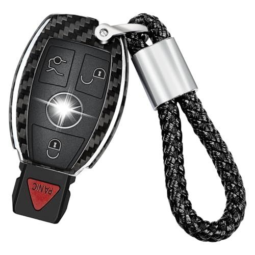 [T-carbon]メルセデスベンツに適合するキーホルダー保護カバー、ベンツ SLC43 SLC300 AMG の純正炭素繊維キーホルダーカバー、ベンツ C63 GLE43 S63 S560 2016 GLS550 450 2017-2019 のキーケース、ブ