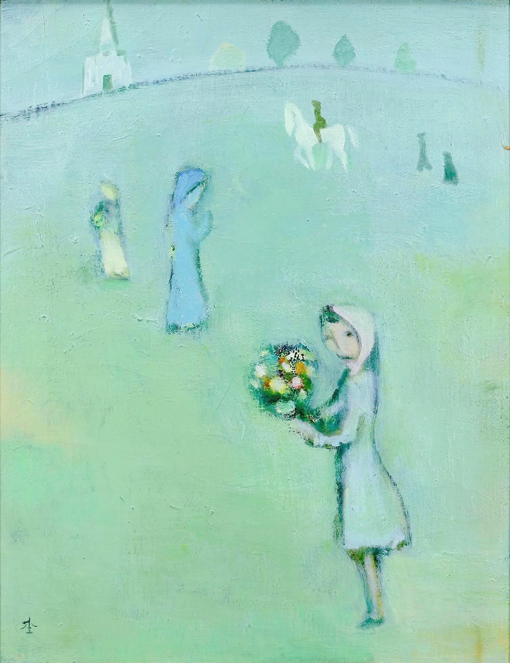 杢田たけを 色紙 クラウンと女性の墨画 web限定アイテム 杢田たけを 色紙 クラウンと女性の墨画 絵画