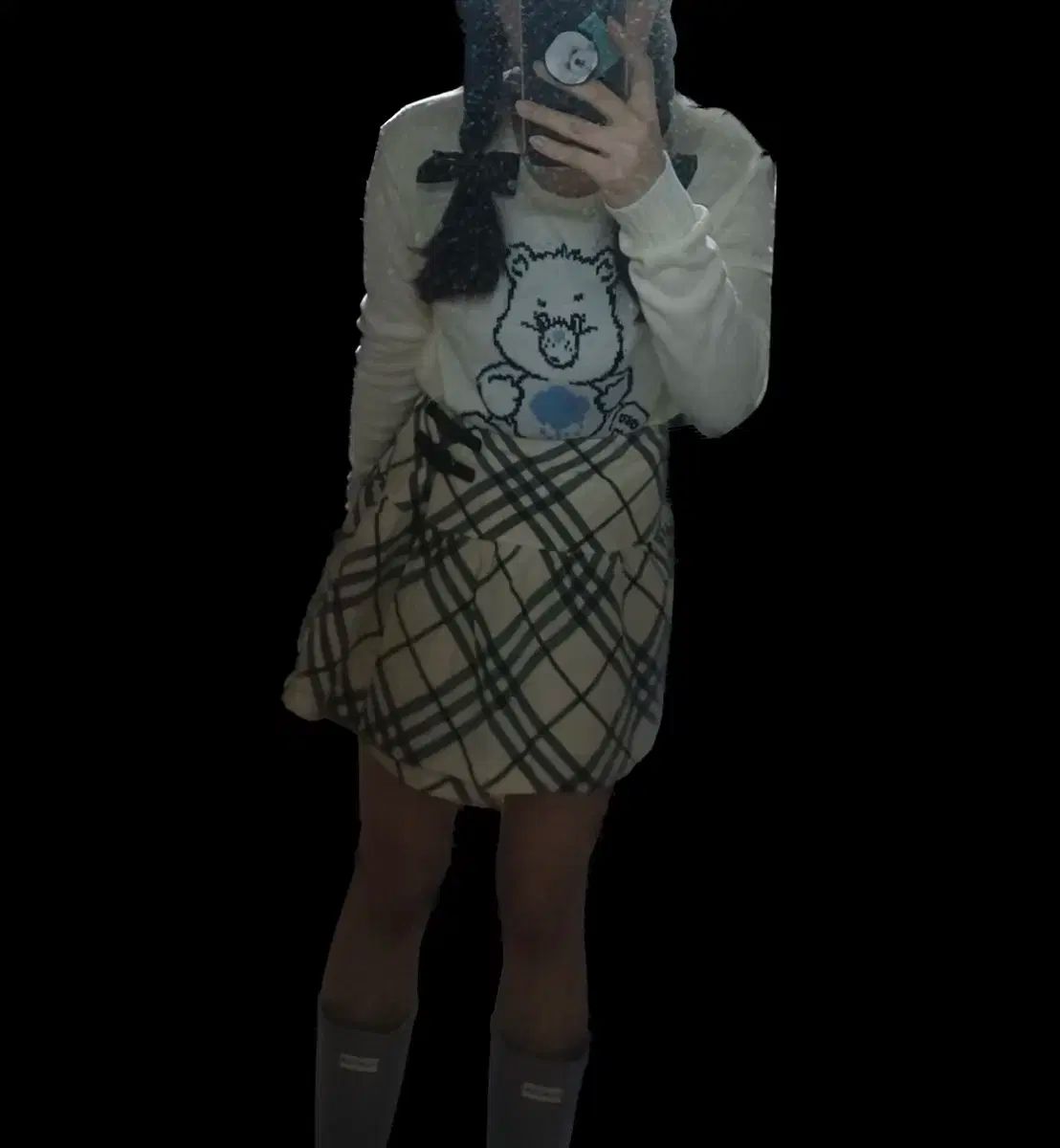 ケアベアニット バーバリー スカート セット