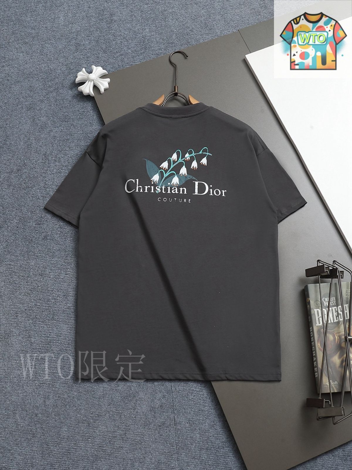 今日 DIOR 260g レター小ロゴ鈴蘭プリント T-3