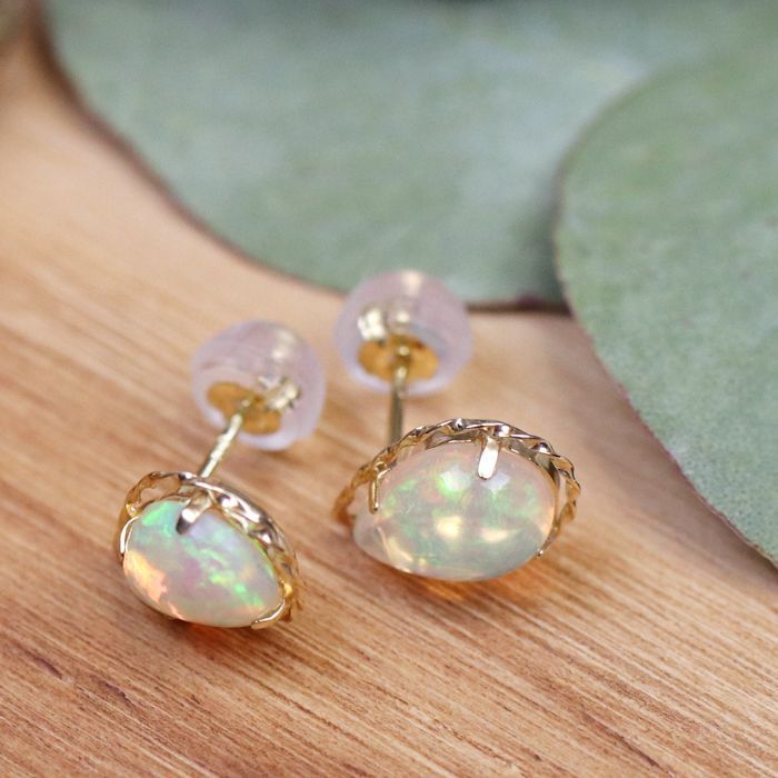 18k オパール ピアス 1.30ct ドロップ 雫型 18金 10月 誕生石