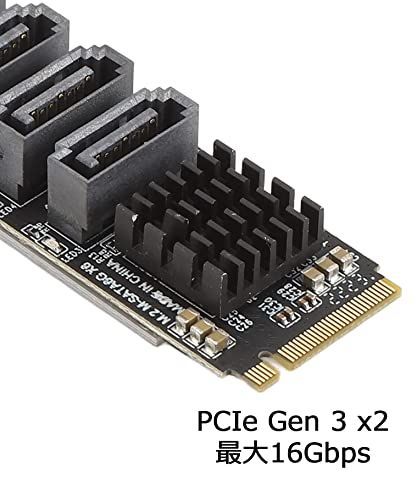 M.2から6ポートSATA増設カード MキーPCIe M.2からSATA3.0変換